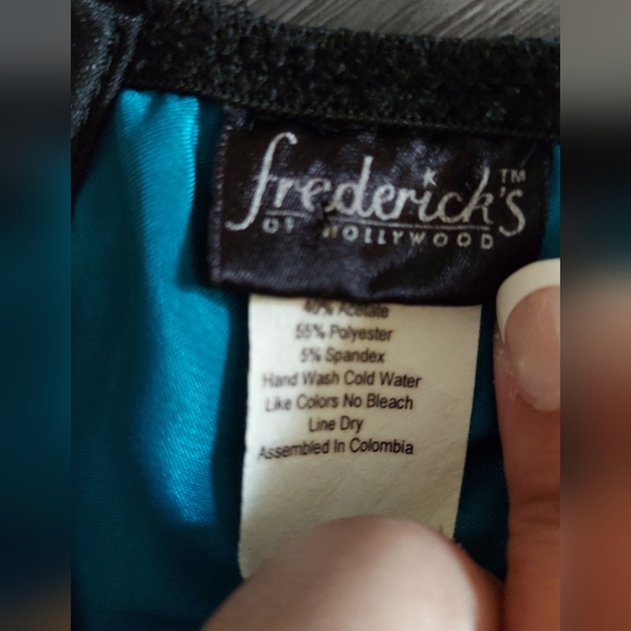Frederick's of Hollywood Teal & Black Lace Bustier Corset Lingerie Size 36 Sexy - Picture 4 of 8